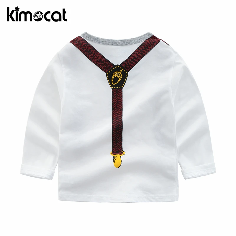 Kimocat Spring And Autumn Baby Boy Clothes Gentleman Tie Collar Handsome Cotton Baby Shirt Lucky Child Baby Boy T-Shirt