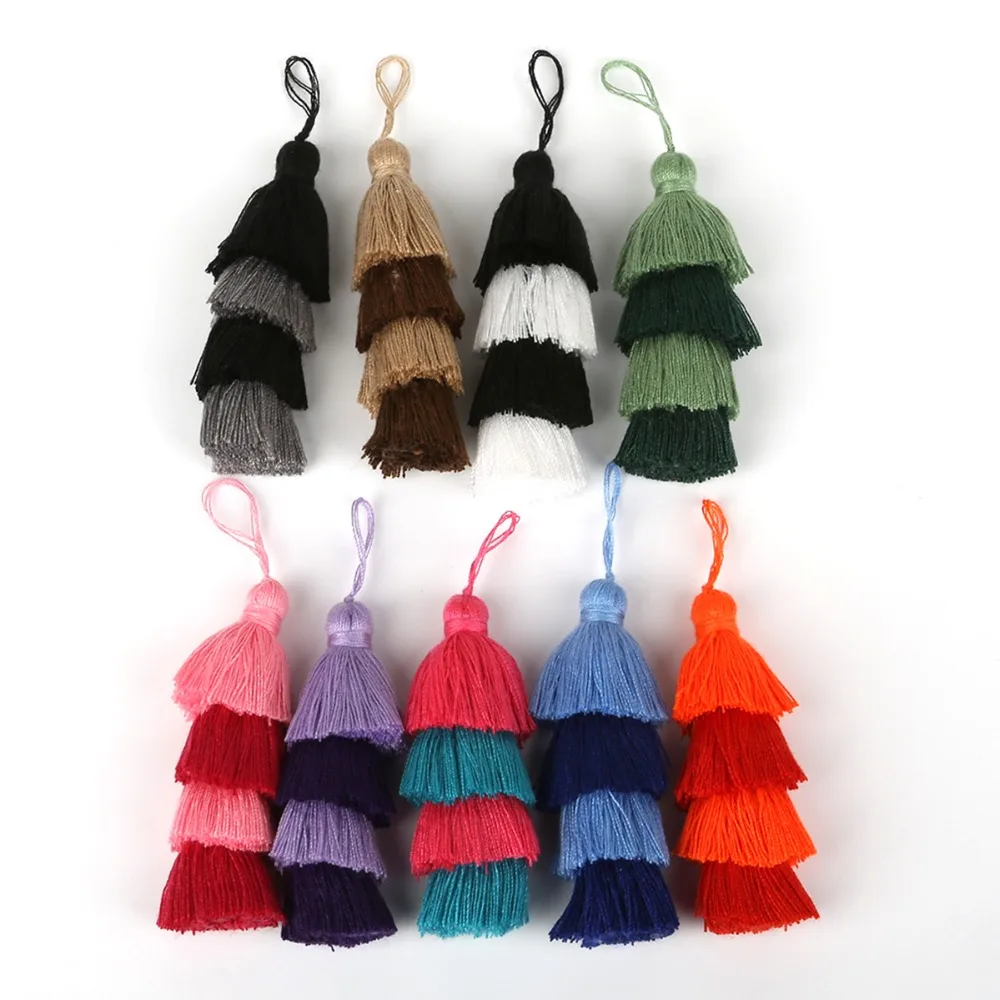Buy 1Pc 5 layer Design Slik Tassel Trim Cotton Tassel