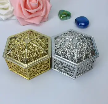 

100pcs Luxury Golden Silver Square Candy Box Treasure Chest Wedding Favor Box Party Supplies SL3349