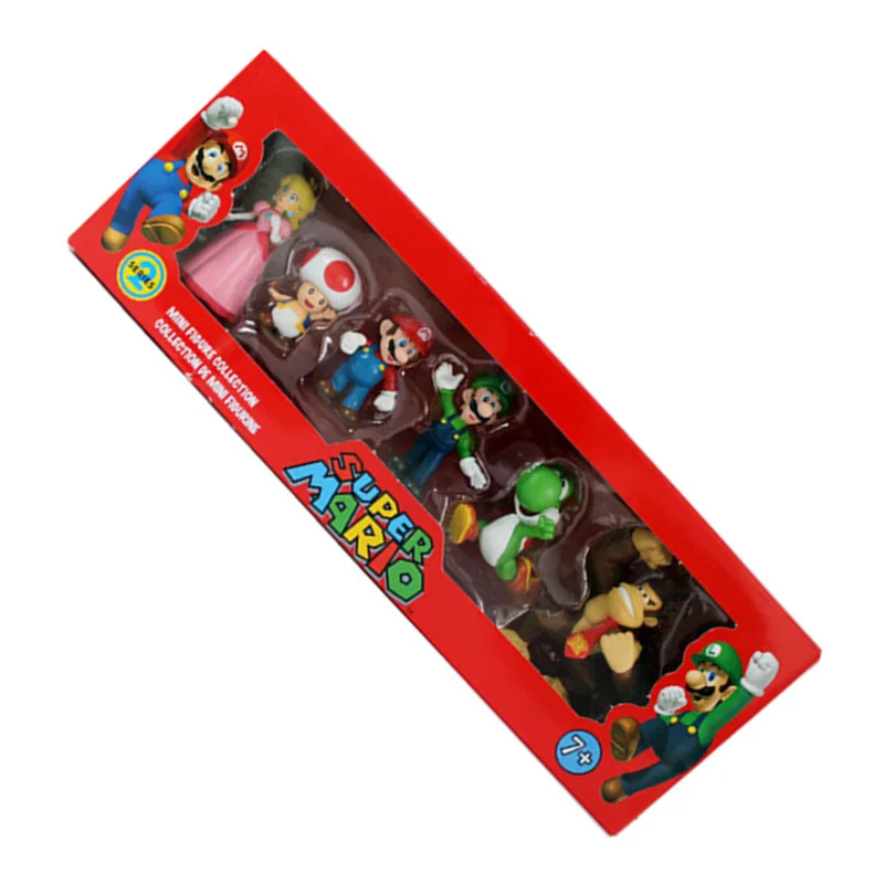 3-5cm Super Mario Bros Peach PrincessDaisy Toad Mario Luigi Yoshi Donkey Kong PVC Action Figure Toys Dolls 6pcs/set New in Box
