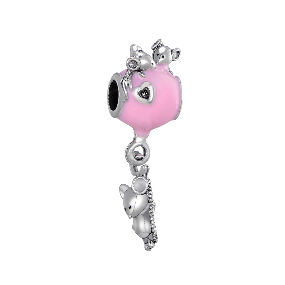 

HOMOD 2019 Fashion Cartoon Hot Air Balloon Joyful Mouse Pendant Necklace Charms Fit Brand Charm Bracelet