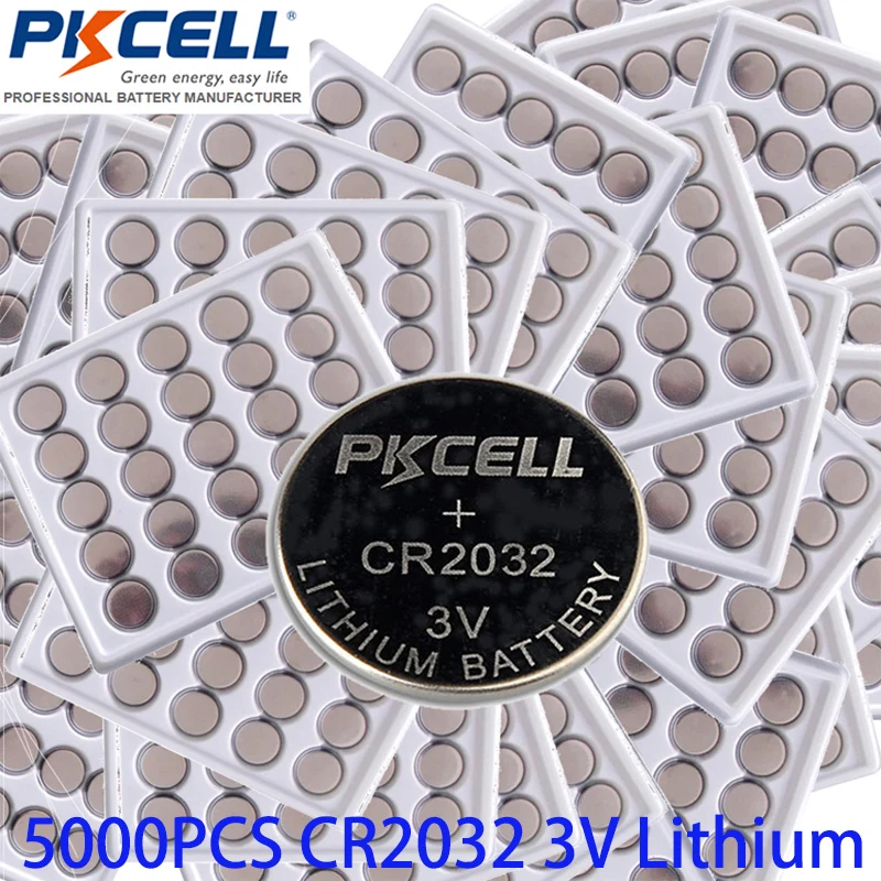 Wholesale bulk lot 5000Pcs PKCELL 3V CR2032 Lithium Battery 5004LC