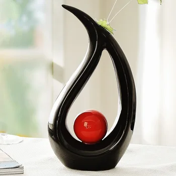 

Modern Ceramic Black Vase Designs Home Decor Crafts Room Wedding Decoration Handicraft Figurine Garden Ornament Porcelain Statue