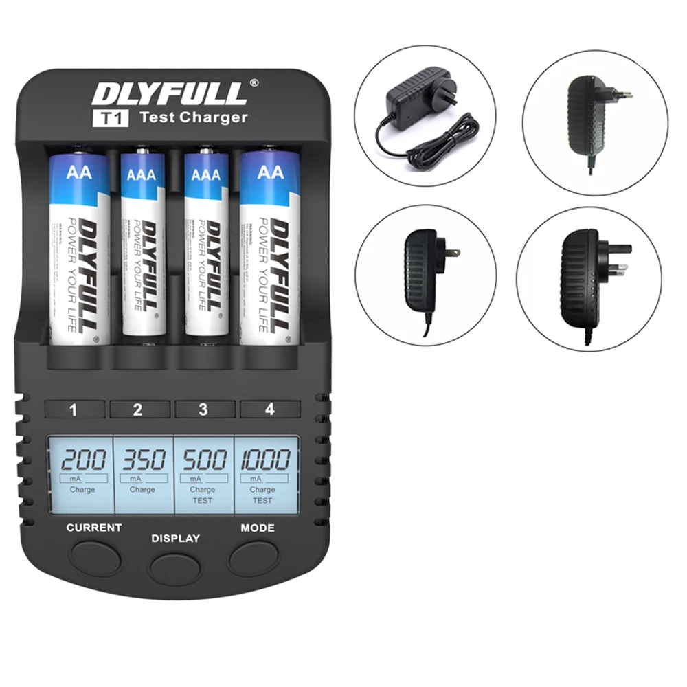 

DLYFULL T1 Smart Battery Charger for AA Batteries with LCD display for NiMH NiCD AA AAA rechargable batteries charger usb