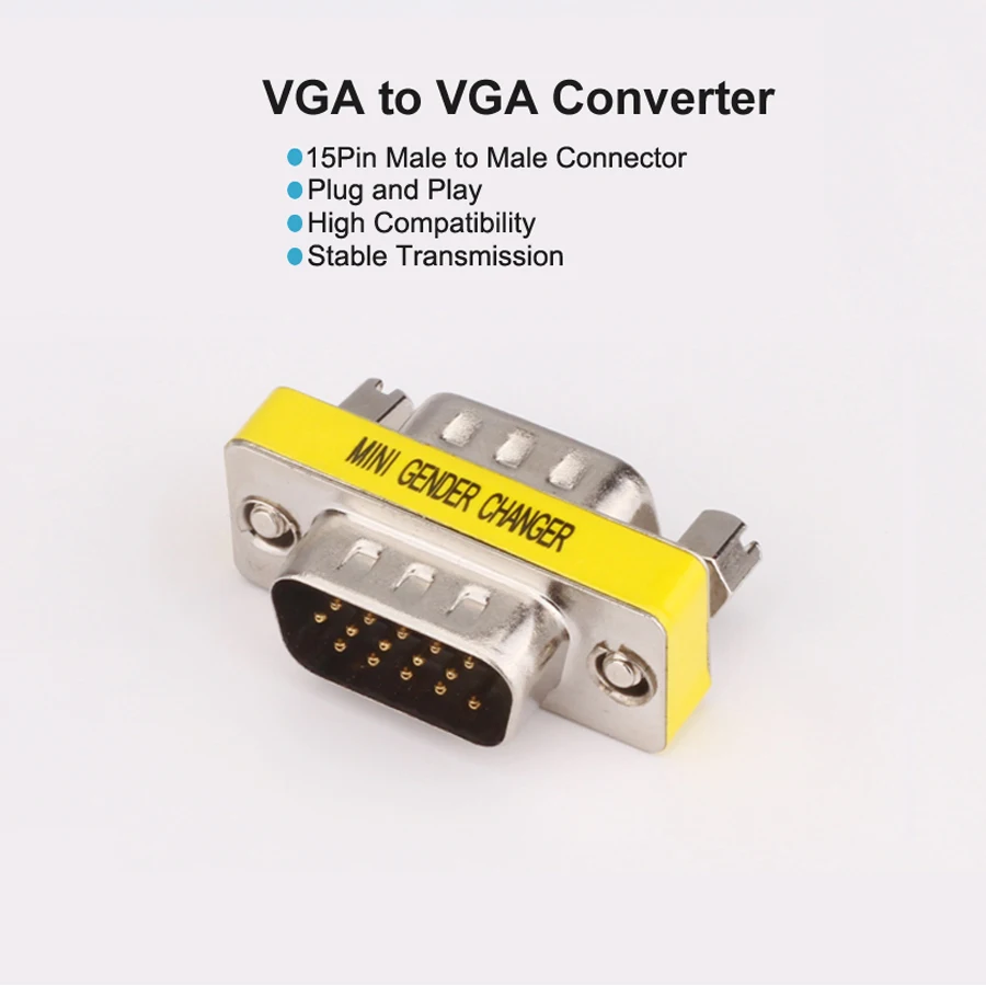 التوصيل والتشغيل VGA لمحول VGA الذكور إلى الذكور HD15 دبوس VGA الجنس مبدل محول لأجهزة الكمبيوتر المحمول الكمبيوتر العرض HDTV التوصيل والتشغيل VGA لمحول VGA الذكور إلى الذكور HD15 دبوس VGA الجنس مبدل محول لأجهزة الكمبيوتر المحمول الكمبيوتر العرض HDTV