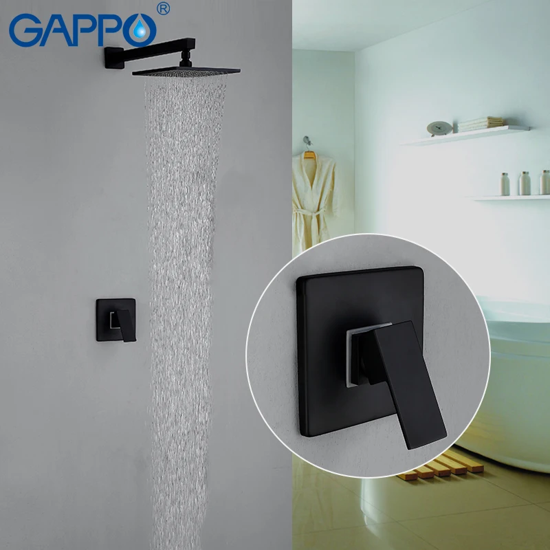 GAPPO Shower Faucets black bathroom rainfall concealed shower mixer