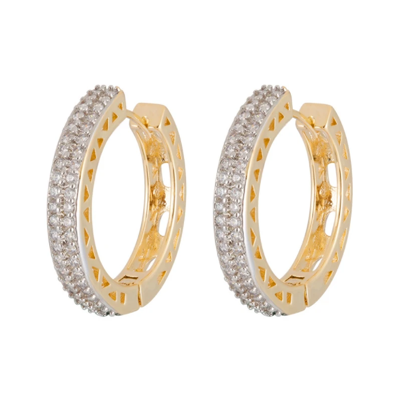 Fashion Hoop Earring Jewelry Luxury Full Zircon Hollow Gold Color Earrings Women Zk30 | Украшения и аксессуары