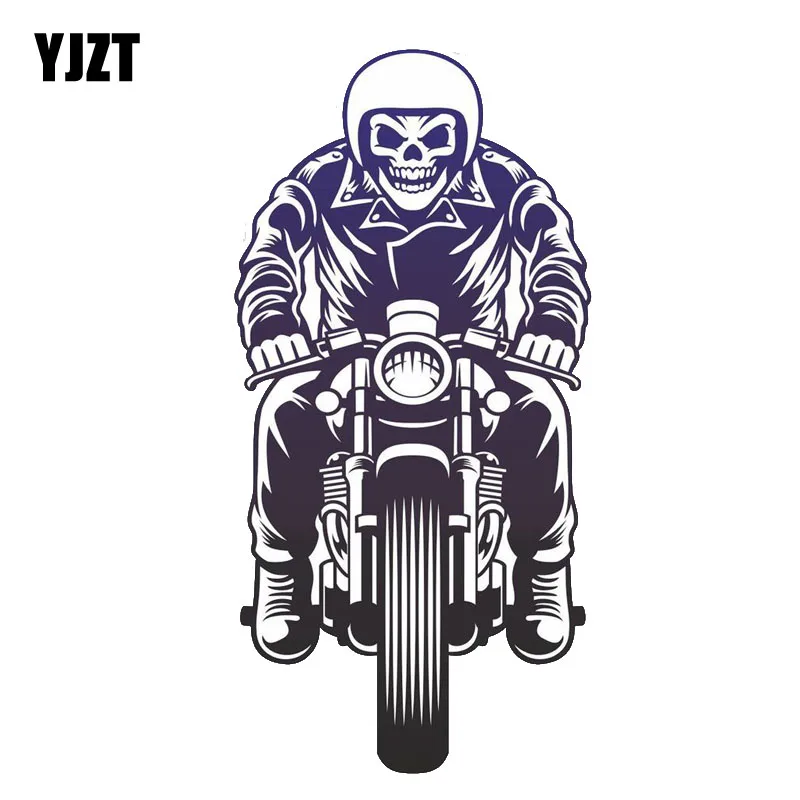 

YJZT 7.7CM*15.5CM Fashion Decoration Skull Biker PVC Motorcycle Car Sticker 11-00235