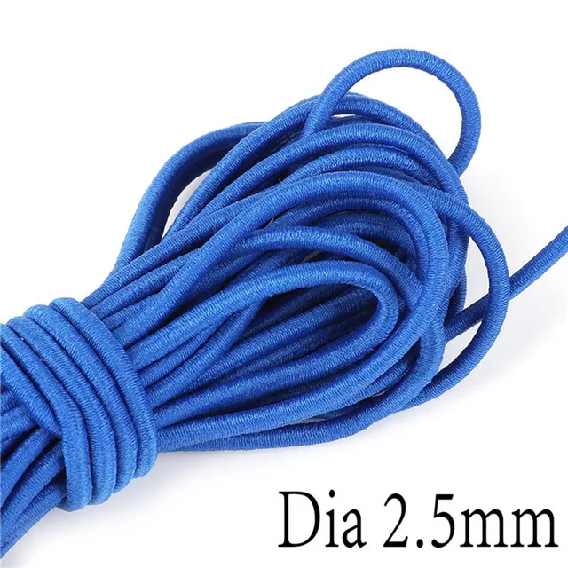 5m 2.5mm Blue Solid Round Rubber Cord Elastic String DIY Jewelry Hair Band