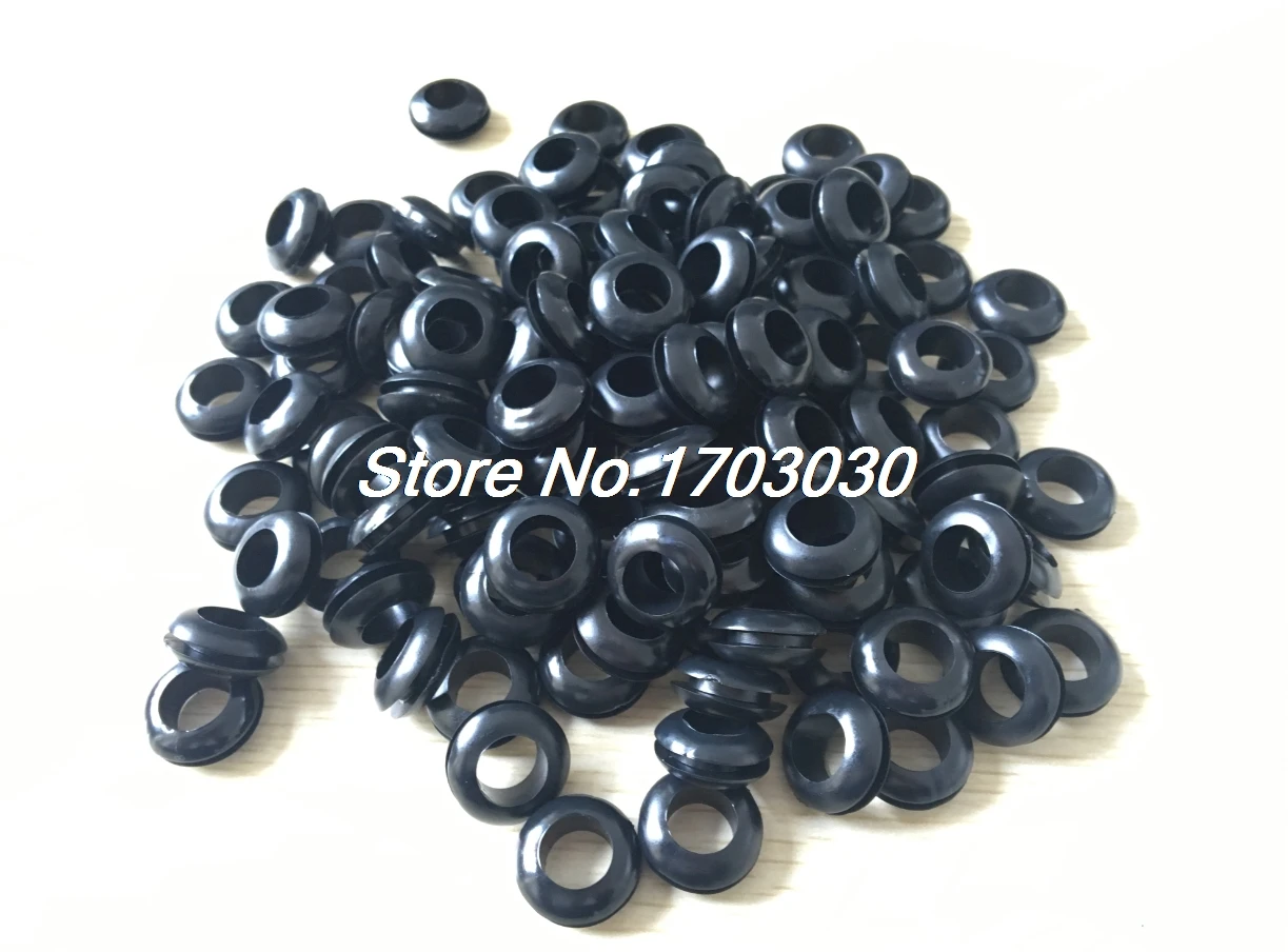 100pcs 10mm x 16mm Black Rubber Wiring Grommets Ring Cable Protectorin