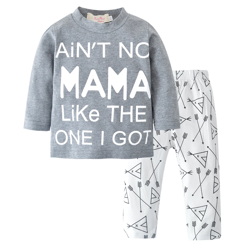 Summer Baby boy girl clothes 2pcs Toddler Boys clothing set T shirts+Pants AIN'T NO MAMA LIKE THE ONE I GOT Kids outfits  (2)