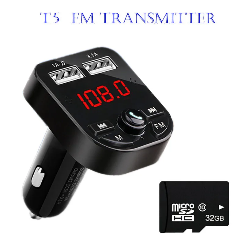 FM Transmitter Aux Modulator Bluetooth Handsfree Car Kit Car Audio MP3 Player 3.1A Quick Charge Dual USB Car Charger TF Card