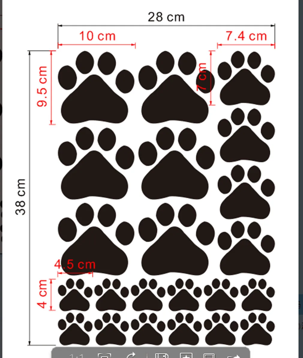 Съемные наклейки с принтом лапы 22 любые цветные наклейки на стену автомобиля наклейки на стены стичеры кошки собаки графика украшение комнаты - Цвет: Черный