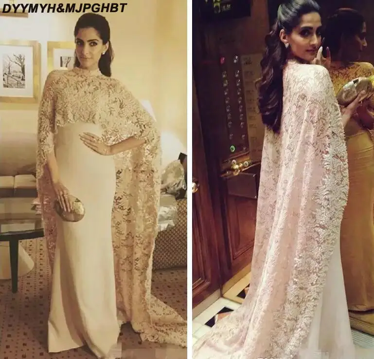 Sweetheart Aso ebi 2018 Mermaid Evening Gowns With Cape Lace Vestidos De Prom Gowns Plus Size Custom Celebrity Dress Long Saudi Arabic_