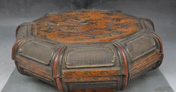 

14" Marked Old Chinese Lacquerwork Lucky Dragon Statue Jewelry Boxes storage box
