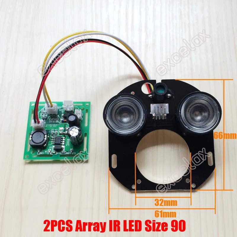 DIY 2 шт. Массив светодиодный IR 20-50 м 42 мил печатная плата размер 90 инфракрасное ночное видение 850nm для видеонаблюдения водонепроницаемый чехол для камеры