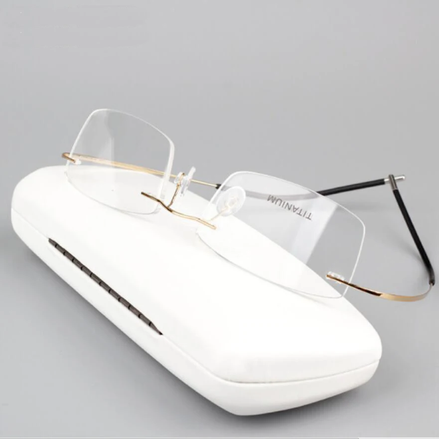 Сверхлегкий B чистый Титан очки без оправы кадров Для мужчин рецепт очки близорукость оправы Винтаж квадратные очки F100