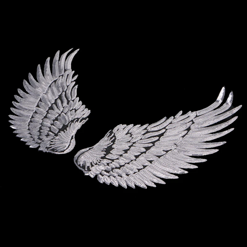

1Pair Sequine Wing Applique Clothes Embroidery Fabric Sew On Patch Dress Craft