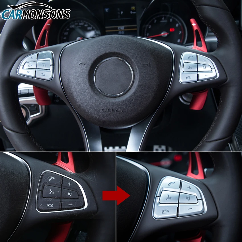 

Carmonsons Steering Wheel Stickers Trim Cover for Mercedes Benz A B C GLC GLA CLA CLS V Class Vito W176 W246 W205 X253 X156 W447