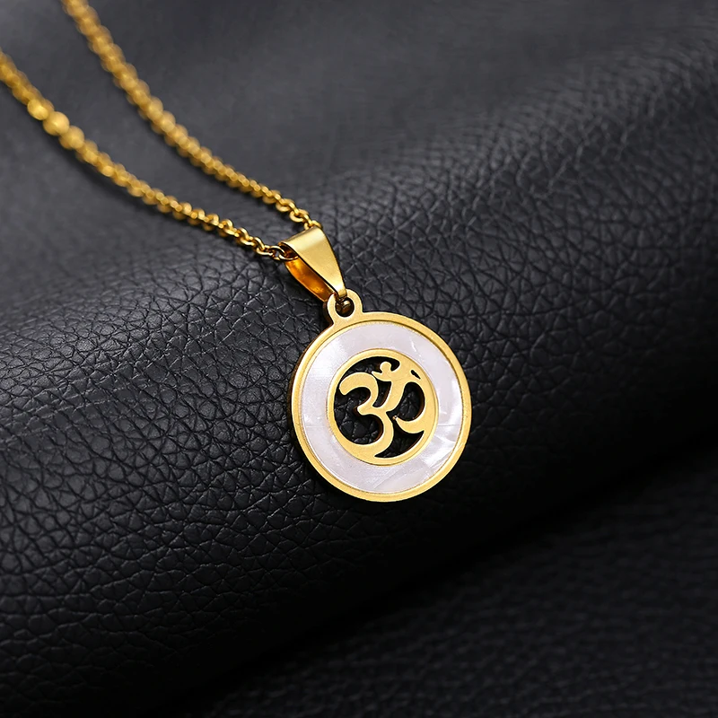 

Stainless steel Hindoo OHM Hindu Buddhist AUM OM Pendant Necklace Gold/Silver colors Lucky Peace Symbol Hinduism jewelry