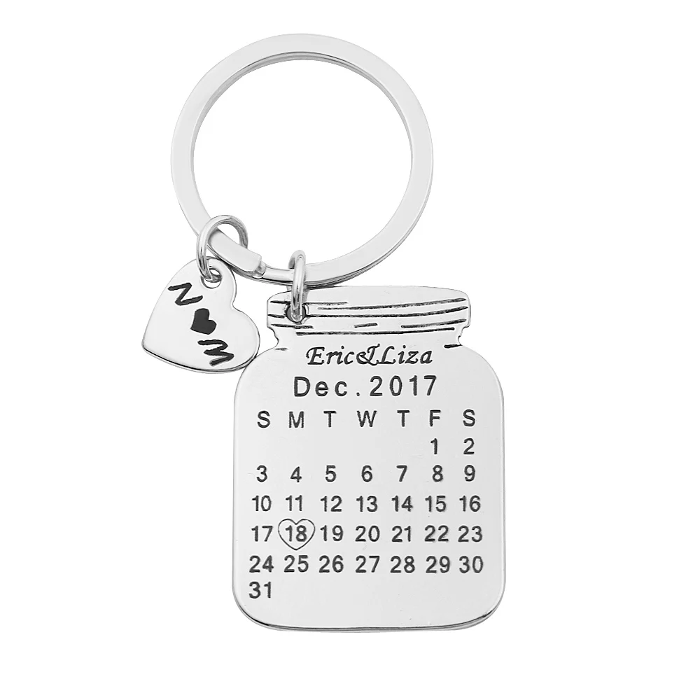 Персонализированный Календарь-брелок из нержавеющей стали на заказ с ручной гравировкой календарь юбилей частный заказной брелок Brelok - Цвет: 4
