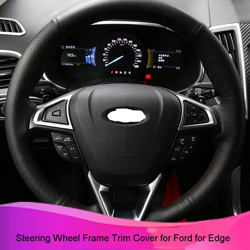 Kust Steering Wheel Frame Cover for Ford for Edge 2015 3 PCS Chromium