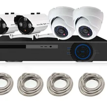 1,0 мегапиксельная(1280x720 p) 4Ch сеть POE видео система безопасности(NVR комплект)-четыре 1MP POE всепогодные ip-камеры ночного видения