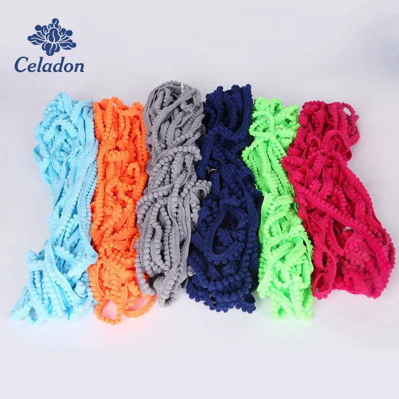 5Yard Pom Pom Trim Ball 10mm Pearl Fringe Ribbon Sewing Craft Accessories