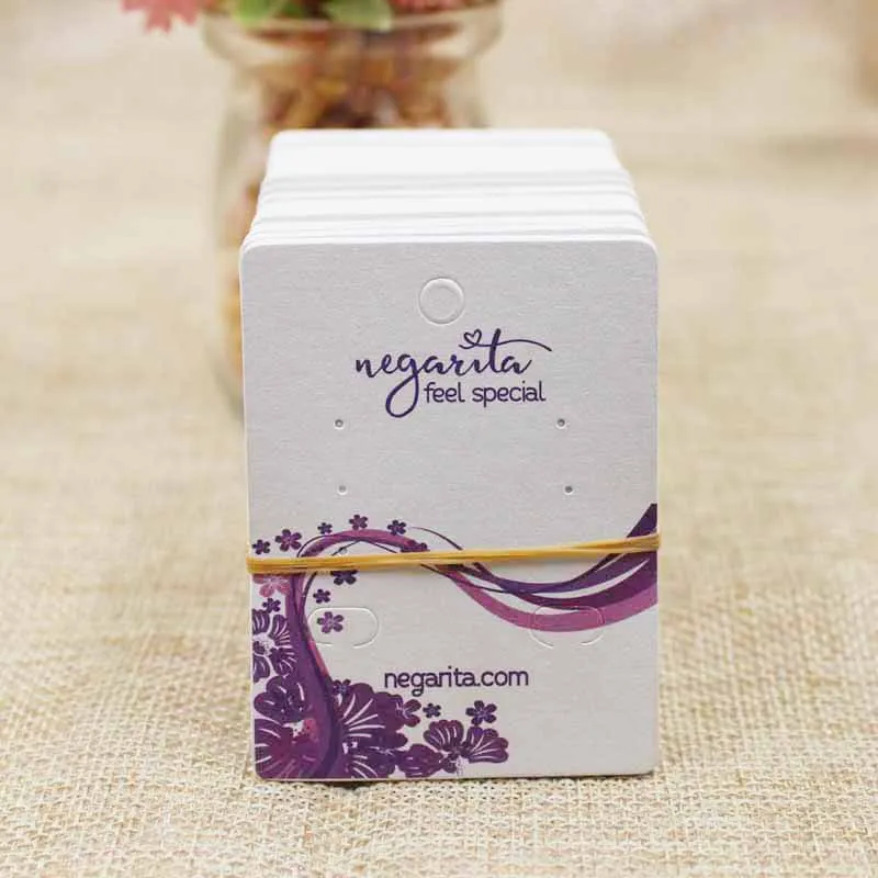 

2000pc 6.5*5.0cm pearld white paper custom logo stud claw earring display card personalized full color logo earring packing card
