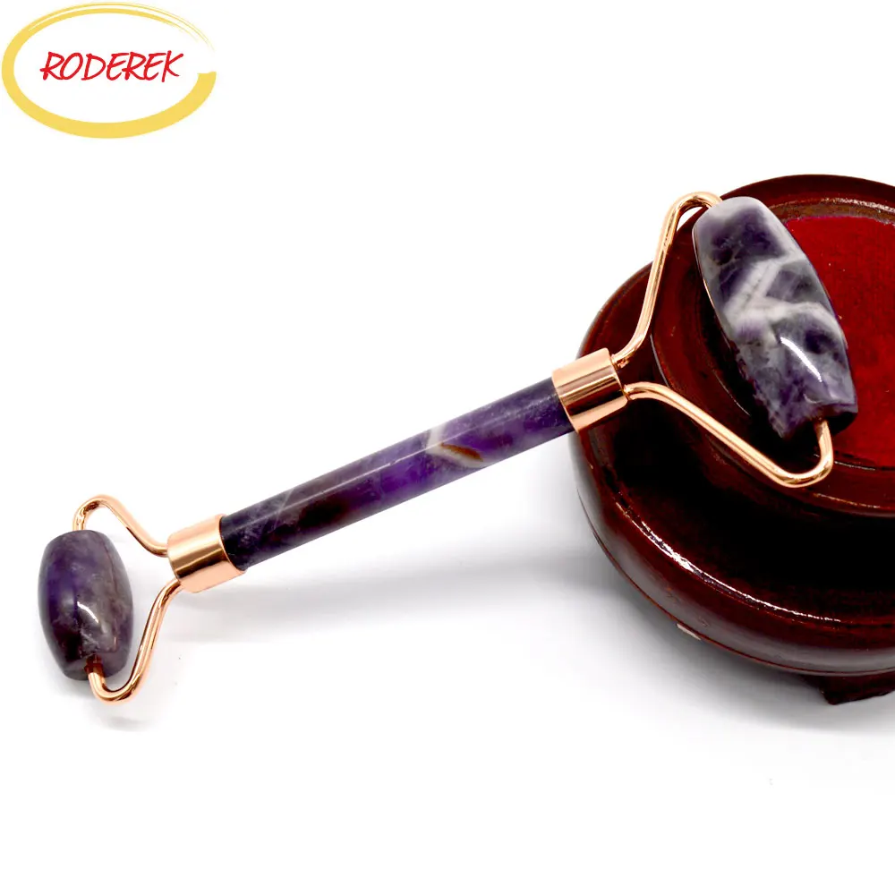 Natural Jade Roller Face Amethyst Facial Roller Rose Gold Jade Massager Face Lift Tools For Anti