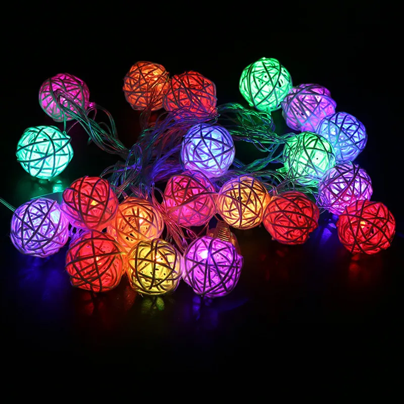 20 LEDs Holiday Christmas Light 2M Fairy Rattan Ball String Lamp White Warm Colorful Decoration for Xmas New Year Wedding Party (17)