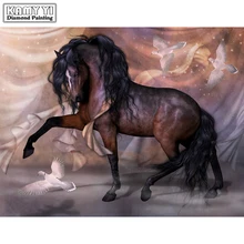 Полностью сверлильный Квадратный бриллиант 5D DIY Алмазная картина "коричневая лошадь" Алмазная вышивка крестиком Стразы мозаика картина