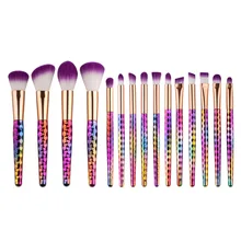 New 15pcs Purple Makeup Brushes Set Synthetic Hair Make Up Brush Tools Cosmetic Brush Professional Foundation Brush Kits