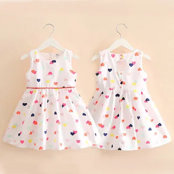 

2020 Summer 3-12T Years Heart Shape Backless Love Print Sunny Princess Dance Ballet Pageant Prom Teenage Kids Party Dress Girls