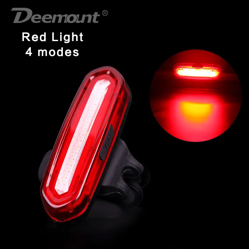 Deemount COB задний велосипедный светильник, задний светильник Предупреждение о безопасности, USB Перезаряжаемый велосипедный светильник, задний фонарь, Comet светодиодный велосипедный светильник - Цвет: Red 4 modes