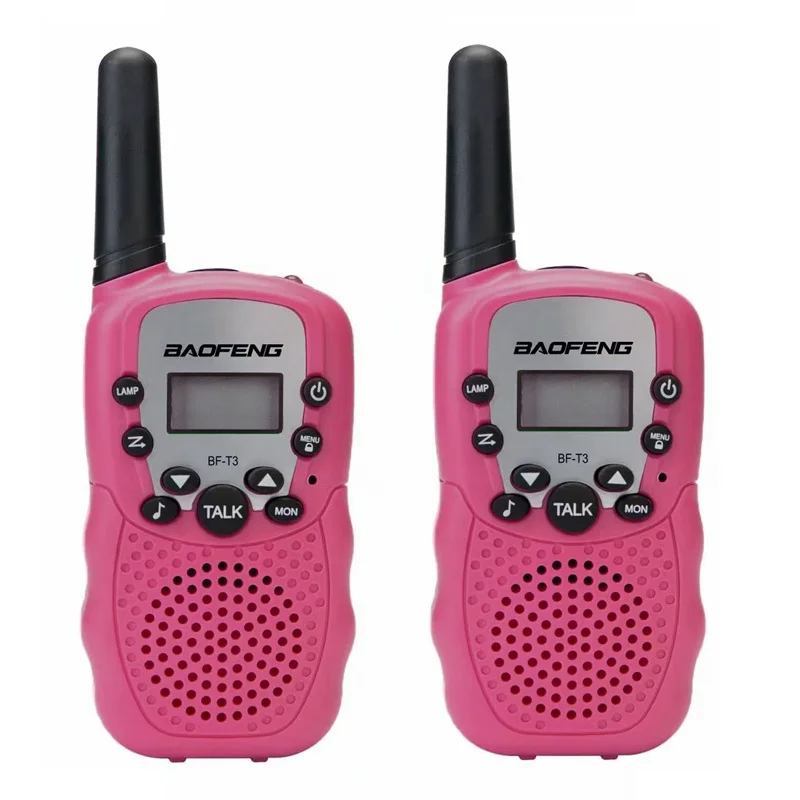 2 шт./компл. Baofeng BF-T3 UHF462-467MHz 22 канала детей Портативный двухстороннее радио приемопередатчик для детей иди и болтай Walkie Talkie “иди и Рождественский подарок - Цвет: Розовый