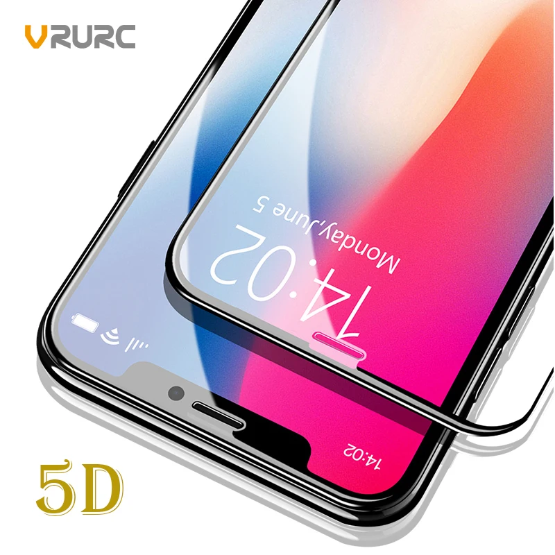 Vrurc 5D полное покрытие Экран протектор для iPhone X Стекло против пыли 9 H закаленное 6 7