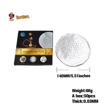 HONEYPUFF 1 коробка круглый алюминиевый кальян фольга бумага Диаметр 140 мм/толщина 0,03 мм с отверстиями кальян chicha уголь чаша