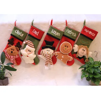 

New Christmas Stockings Snowman Angel Elk Cookie Man Cartoon Santa Sacks Children Christmas Gift Fabric Bags Christmas Decor