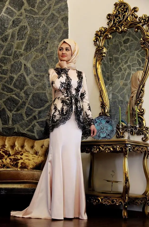 Siyah Dantel Uzun Kollu Müslüman Abiye 2017 Başörtüsü İslam Dubai Abaya  Kaftan Mermaid Abiye giyim Örgün Balo Elbise|dress exotic|dresses  dressdress shirt for ladies - AliExpress