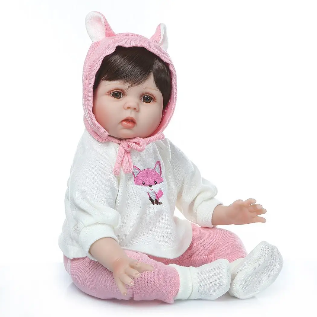 

Cute Simulated Soft Silicone Reborn Baby Dolls with Pacifier Kids Gifts Hand made dress, refined quality