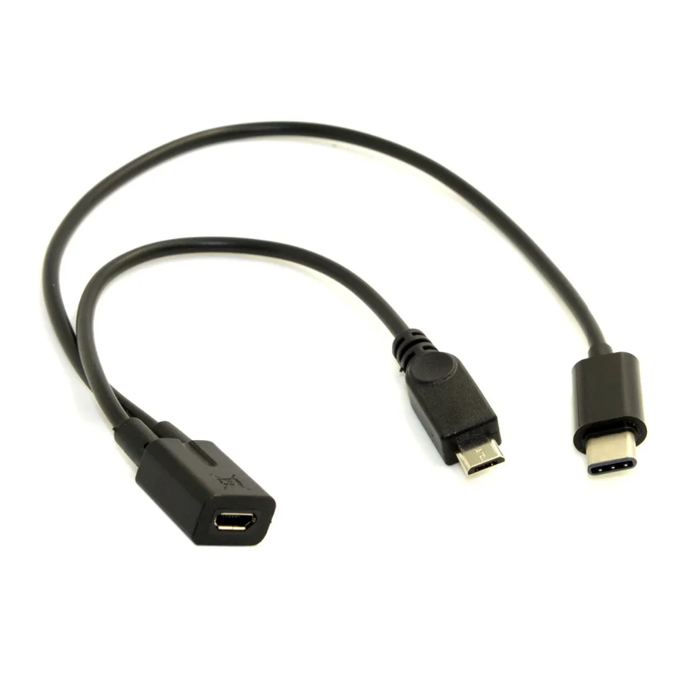 Micro USB мама к USB 3,1 USB-C type C и Micro USB сплиттер папа-папа удлинитель зарядки Y КАБЕЛЬ