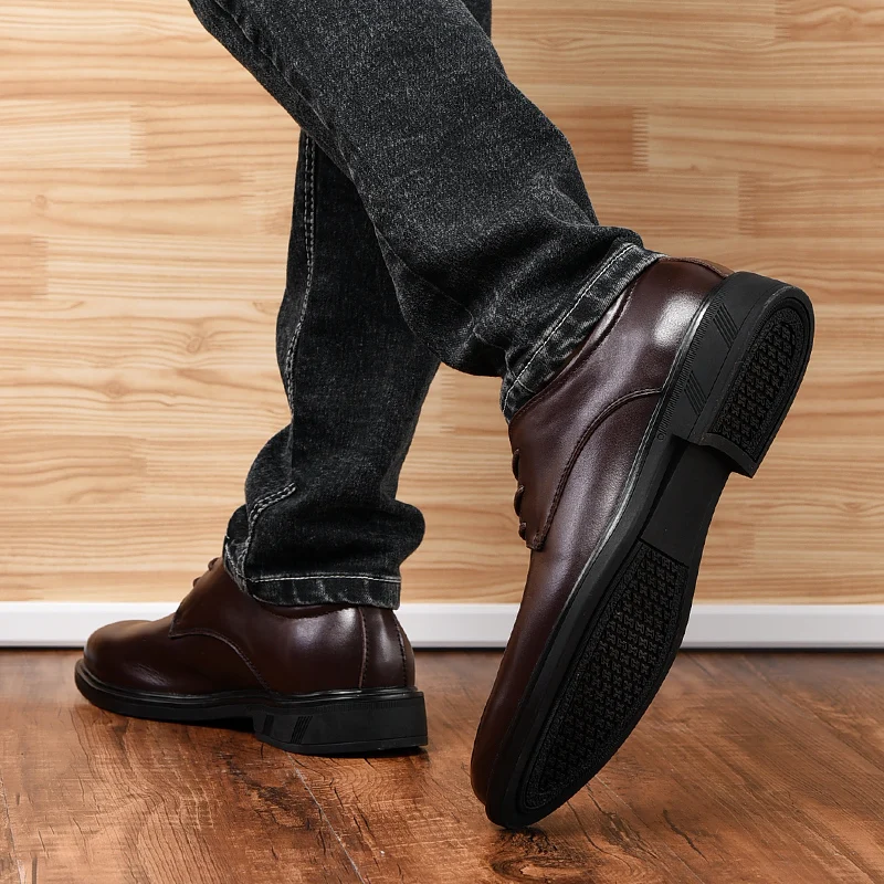 Новые Мужские модельные туфли из натуральной кожи, большие размеры, Классические Коричневые черные туфли, мужская элегантная офисная Свадебная формальная обувь для мужчин