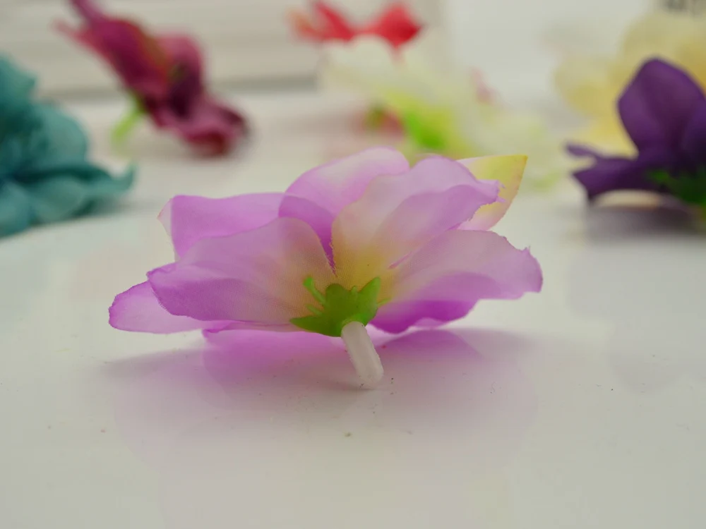 10pcs silk orchid Artificial flowers for Home Garden Wedding Decoration DIY Wreath Gift box Scrapbooking Craft simulation Cherry