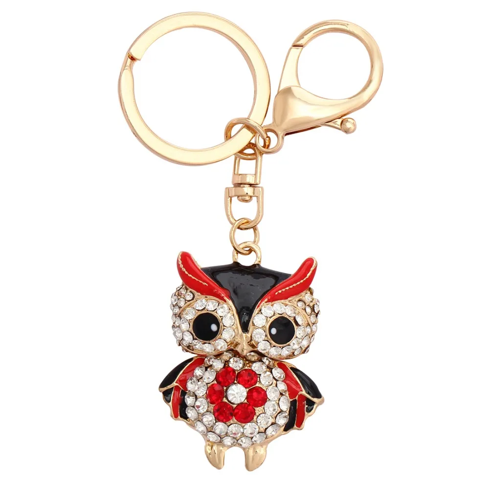 

Free Shipping 2016 NEW Key Chain Crystal Owl Key Ring Shape Cheap Wholesale Lovely Keychain Car Keyring Very Key Christmas gift