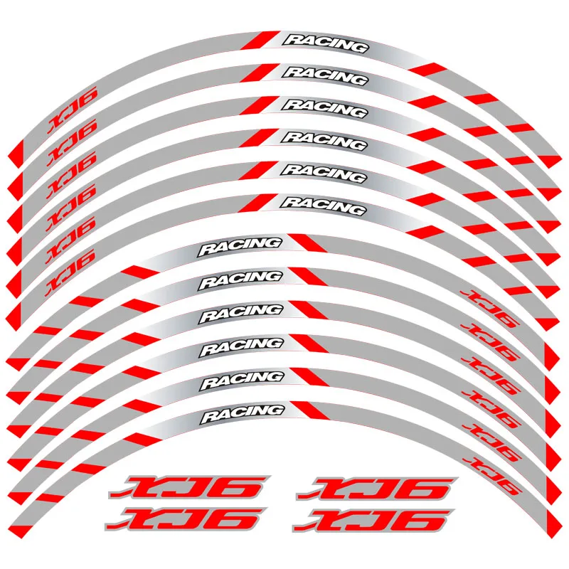 Motorcycle front and rear wheels Edge Outer Rim Sticker Reflective Stripe Wheel Decals For YAMAHA XJ6