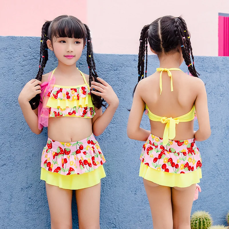 Летний купальный костюм для маленьких девочек, детский купальник из двух предметов для девочек, детский купальный костюм из двух предметов, топ-труба, lasten uimapuku