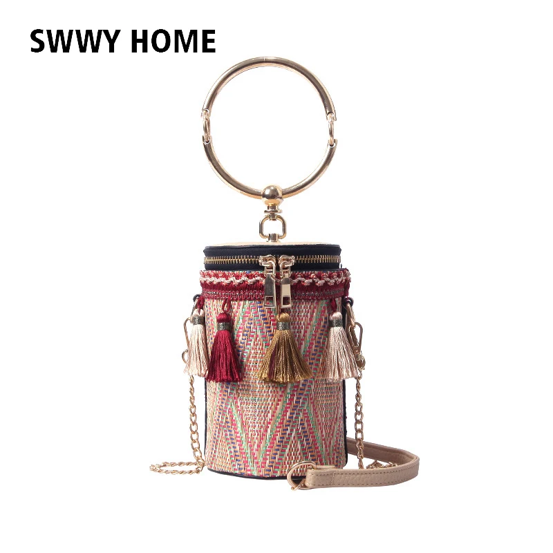 

2019 Women Hand-woven Straw Bag Ladies Small Shoulder Bags For Girls Summer Beach Bag Crossbody Bags Travel Handbag Rattan Tote