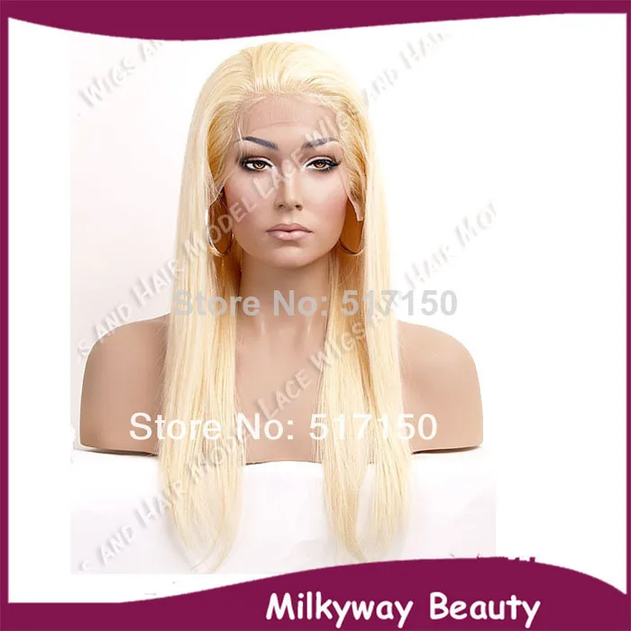 Free shipping milky blonde auburn blond silky straight synthetic hair lace front wig with baby hair