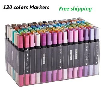 

Free shipping Art and Graphic Drawing Manga Water Based Ink Twin Tip Dual Nip Brush Sketch Marker Pen 36/48/72/120 Colors /SET